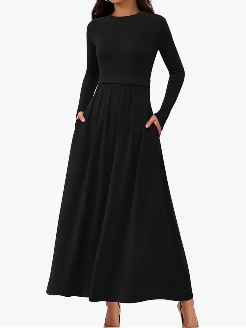 Black Long Sleeve Midi Dress